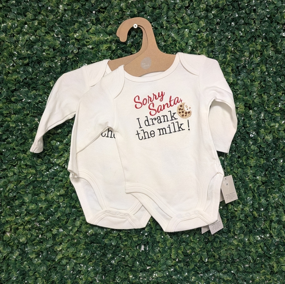 2X The Littlest Baby Santa Onesies, 0-3M